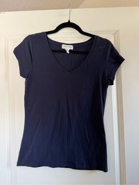 Planet Gold Navy V-Neck Short Sleeve Tee